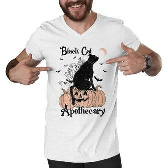Black Cat Apothecary Cat Witch Pumpkin Halloween Costume Men V-Neck Tshirt | Seseable CA