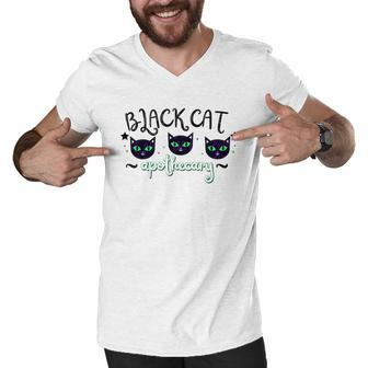 Black Cat Apothecary Halloween Gift Men V-Neck Tshirt - Seseable