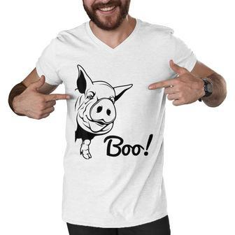Boo | Funny Pig Lovers Shirt Hiding Peekaboo Halloween Pig Men V-Neck Tshirt - Thegiftio UK