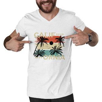 California Beach Palm Tree Summer Tshirt Men V-Neck Tshirt - Monsterry DE