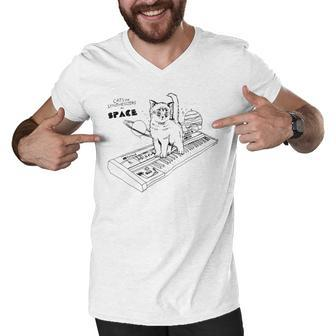 Cats On Synthesizers In Space Cat Owner Men V-Neck Tshirt - Seseable