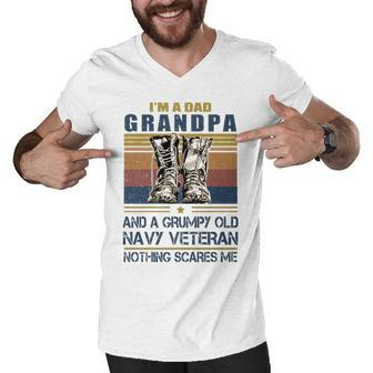 Dad Grandpa Navy Veteran Men V-Neck Tshirt - Monsterry CA