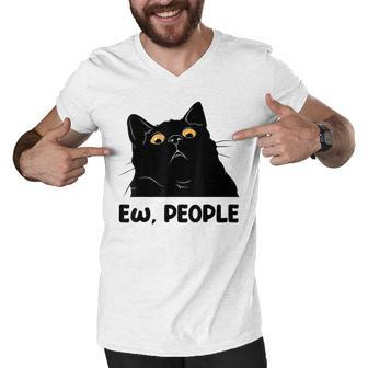 Ew People Funny Black Cat Lover For Women Men Fun Cat Saying V2 Men V-Neck Tshirt - Seseable
