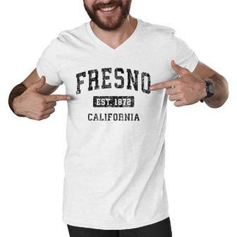 Fresno California Ca Vintage Sports Design Black Design Men V-Neck Tshirt | Mazezy