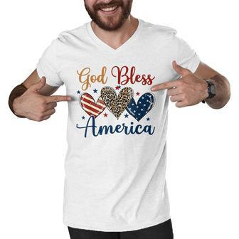 God Bless America Patriotic 4Th Of July American Christians Men V-Neck Tshirt - Seseable