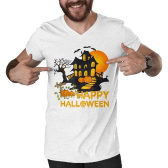 Happy Halloween Costumes Funny Pumpkins House Men Women Kids V3 Men V-Neck Tshirt - Thegiftio UK