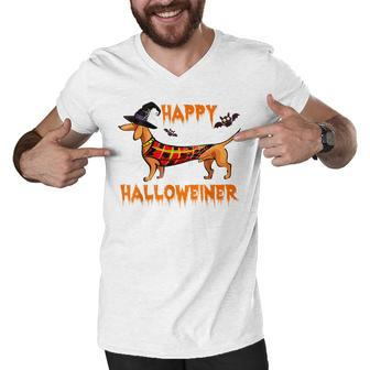 Happy Halloween Weiner Funny Dog Dachshund Halloween Apparel Men V-Neck Tshirt - Thegiftio UK