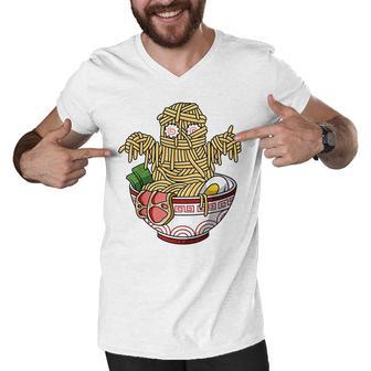 Kawaii Japanese Anime Halloween Monster Ramen Food Lovers Men V-Neck Tshirt - Thegiftio UK