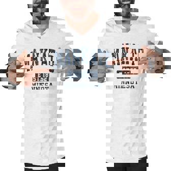 Mankato Minnesota Mn Vintage Athletic Sports Design Men V-Neck Tshirt - Thegiftio