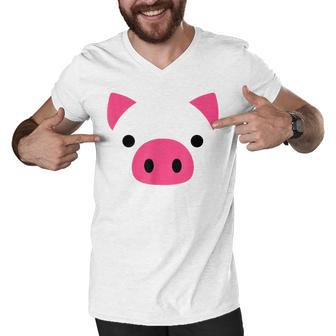 Pig Face Halloween Costume Funny Chinese Year 2019 Men V-Neck Tshirt - Thegiftio UK