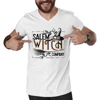 Salem Witch Hat Company Broom Candy Bag Pumpkin Halloween Men V-Neck Tshirt - Thegiftio UK