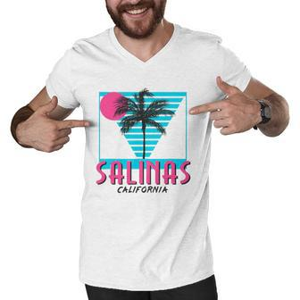 Salinas California Retro Ca Cool Men V-Neck Tshirt | Mazezy