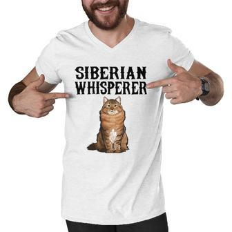 Siberian Whisperer Funny Cat Lover Gift Men V-Neck Tshirt | Mazezy