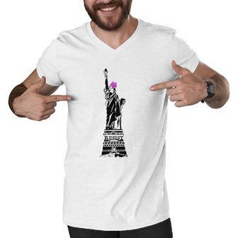 Statue Of Liberty Kitty Ears Resist Feminist Men V-Neck Tshirt | Mazezy