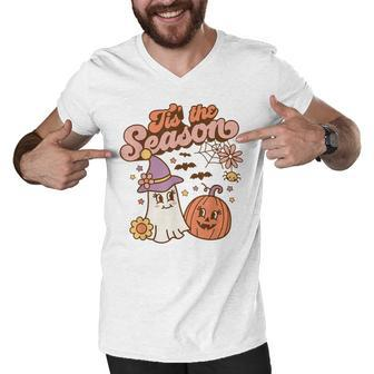 Tis The Season Pumpkin Spice Fall Autumn Halloween Men V-Neck Tshirt - Thegiftio UK