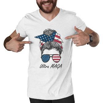 Ultra Maga Messy Bun Parody Trump 2024 Anti Biden Tshirt Men V-Neck Tshirt - Monsterry DE