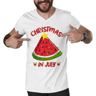 Watermelon Christmas Tree Christmas In July Summer Vacation V3 Men V-Neck Tshirt - Seseable