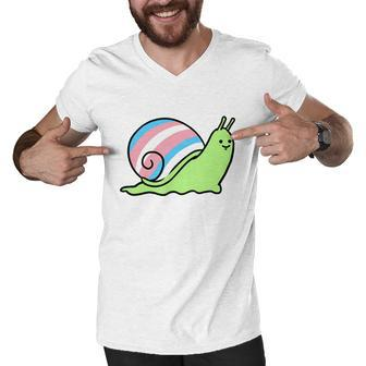 Trans Pride Snail Transgender Gift Men V-Neck Tshirt - Monsterry DE