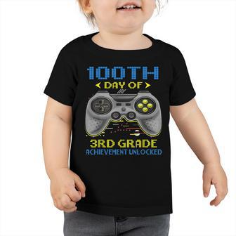 100 Days Of Home 3Rd Grade Gift Gamers Achievement Unlocked Toddler Tshirt - Seseable