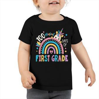 100Th Day Of School Unicorn 100 Magical Days First Grade  Toddler Tshirt