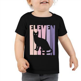 11Th Birthday Gift Cute Cat Fan 11 Years Old For Girls Toddler Tshirt - Monsterry