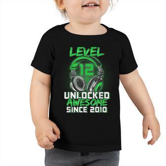 12Th Birthday Boy Level 12 Unlocked Awesome 2010 Video Game Toddler Tshirt - Thegiftio UK