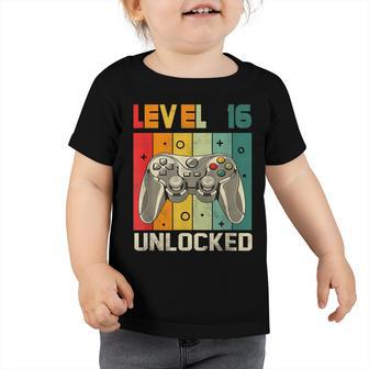 16Th Birthday Gifts Level 16 Unlockd Video Games Gaming Toddler Tshirt - Thegiftio UK