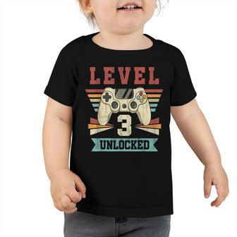 3 Year Old Gifts Level 3 Unlockd 3Rd Birthday Video Games Toddler Tshirt - Thegiftio UK
