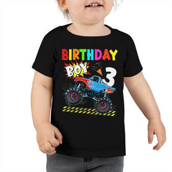3Rd Birthday Boy Blaze 3 Year Old Monster Truck Bday Party Toddler Tshirt - Seseable