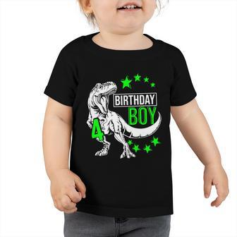 4Th Birthday Dinosaur Birthday Boys 4Th T_Rex Boys Graphic Design Printed Casual Daily Basic Toddler Tshirt - Thegiftio UK