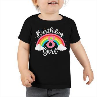 8 Years Old Birthday Girl Rainbow For Girls 8Th Birthday Toddler Tshirt - Thegiftio UK