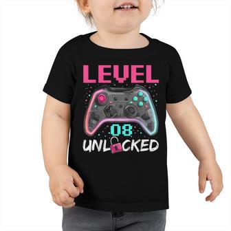 Birthday Boy Level 8 Unlocked 8 Years Old Gamer Boy Toddler Tshirt - Seseable