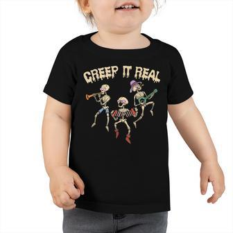 Creep It Real Skeleton Playing Music Funny Halloween Toddler Tshirt - Thegiftio UK