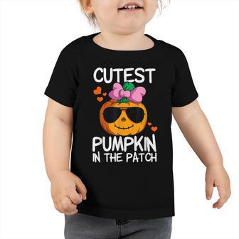 Cutest Pumpkin In The Patch Kids Girls Halloween Pumpkin  Toddler Tshirt