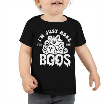 Im Just Here For The Boos Ghost Boo Crew Spooky Halloween Toddler Tshirt - Seseable