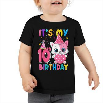 Its My 10Th Birthday Girl Funny Cat Birthday 10 Year Old Toddler Tshirt - Thegiftio UK