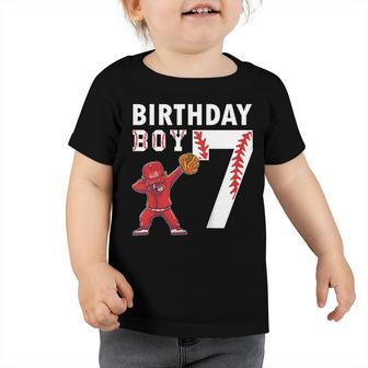 Kids 7 Years Old Boy Baseball Player 7Th Birthday Kids V2 Toddler Tshirt - Seseable