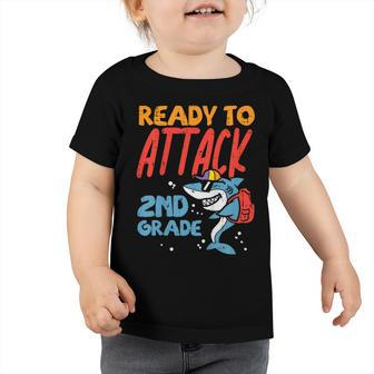 Kids Ready To Attach 2Nd Grade Shark First Day Of School Back To School Toddler Tshirt - Seseable