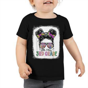 Little Miss 3Rd Grade Back To School Messy Bun Teacher V2 Toddler Tshirt - Seseable