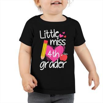 Little Miss 4Th Grade First Day Of Hello 4Th Grade Girls Toddler Tshirt - Seseable