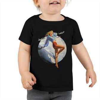 Pin Up Girl Blonde Air Force In Ww2 40S Toddler Tshirt - Monsterry