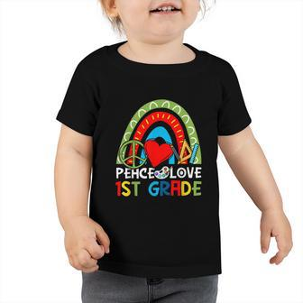 Rainbow Peace Love 1St Grade Back To School Boho Toddler Tshirt - Monsterry