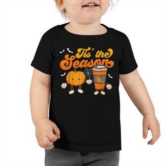 Retro Halloween Tis The Season Pumpkin And Spice Fall Party  Toddler Tshirt