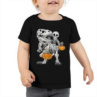 Skeleton Dinosaur T Rex Boys Halloween Mummy Funny Pumpkin Toddler Tshirt - Thegiftio UK