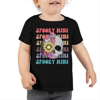 Spooky Mini Groovy Floral Skeleton Lover Halloween Costume Toddler Tshirt - Seseable