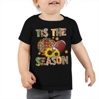 Tis The Season Leopard Plaid Pumpkin Football Autumn Fall  Toddler Tshirt