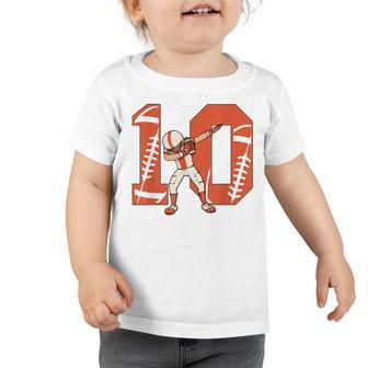 10 Years Old Boy Football Player 10Th Football Birthday Boys Toddler Tshirt - Seseable