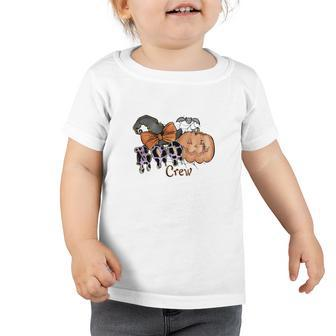 Boo Crew Pumpkin Gnomes Hat Bow Halloween Toddler Tshirt - Seseable