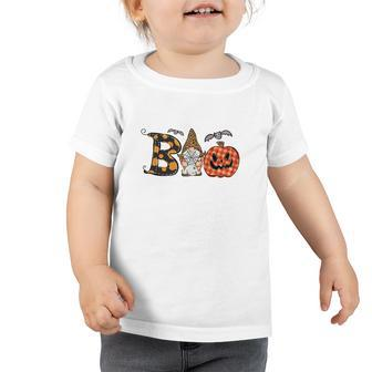 Boo Creww Gnomes Leopard Funny Halloween Toddler Tshirt - Seseable