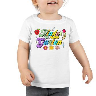 Groovy Kindergarten Vibes Retro Back To School Teachers Kids Toddler Tshirt - Seseable